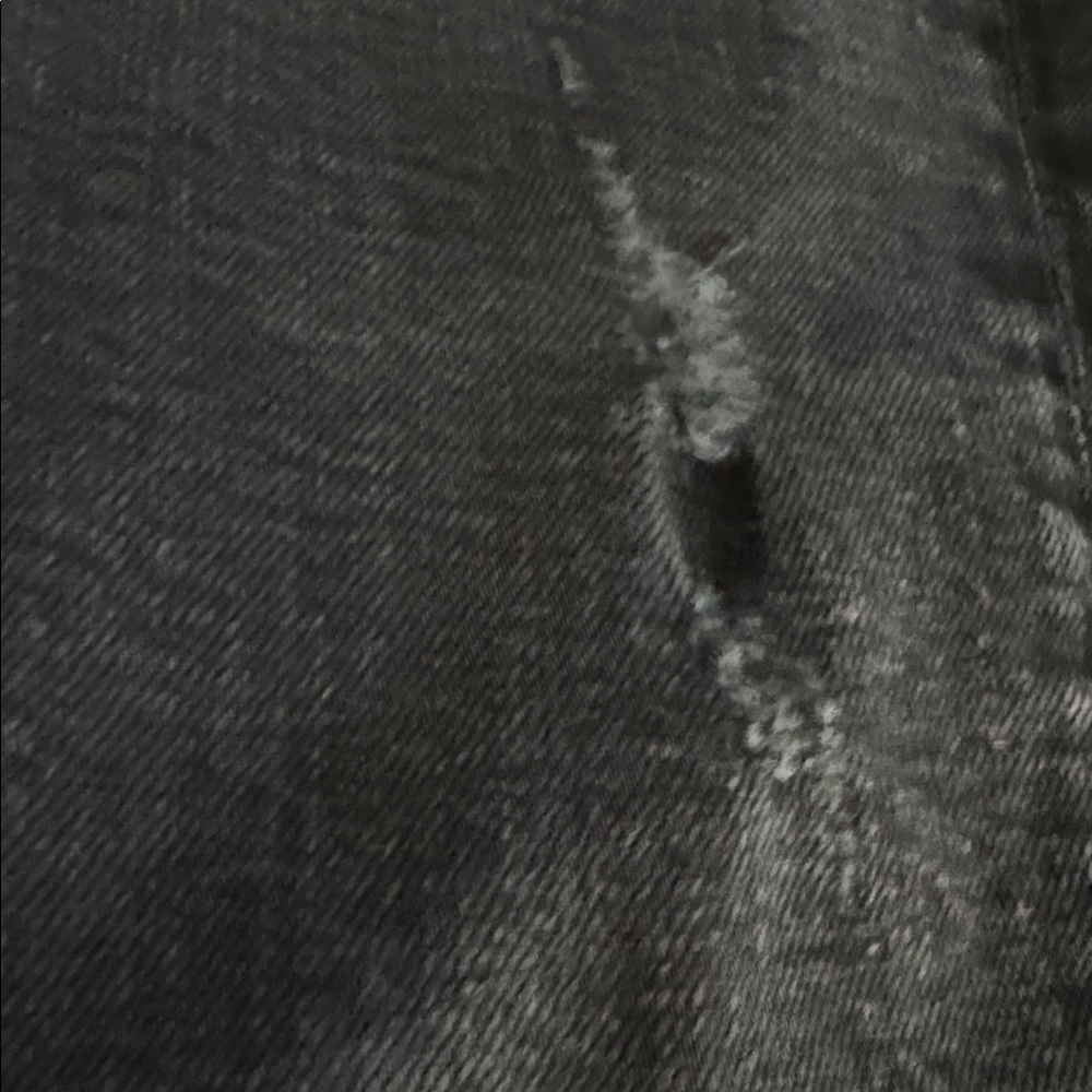 Agolde Washed Black Distressed Fray Ankle Hem Denim Jeans 30 Crop Cropped Skinny - Picture 5 of 8